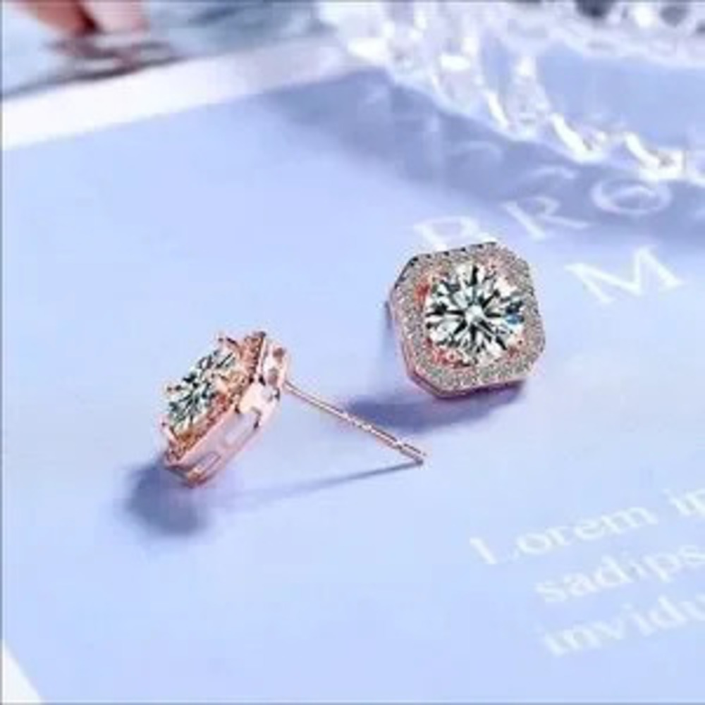 Gold Plated CZ Stud Earrings